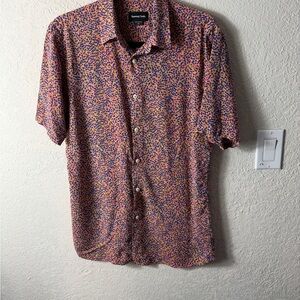Barney Cools Short Sleeve Rayon Button Down Shirt Sz XS